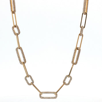14kt Yellow Gold Diamond Paperclip Link Necklace
