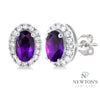 10kt White Gold Amethyst and Diamond Halo Earrings