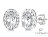 10kt White Gold White Topaz and Halo Diamond Earrings