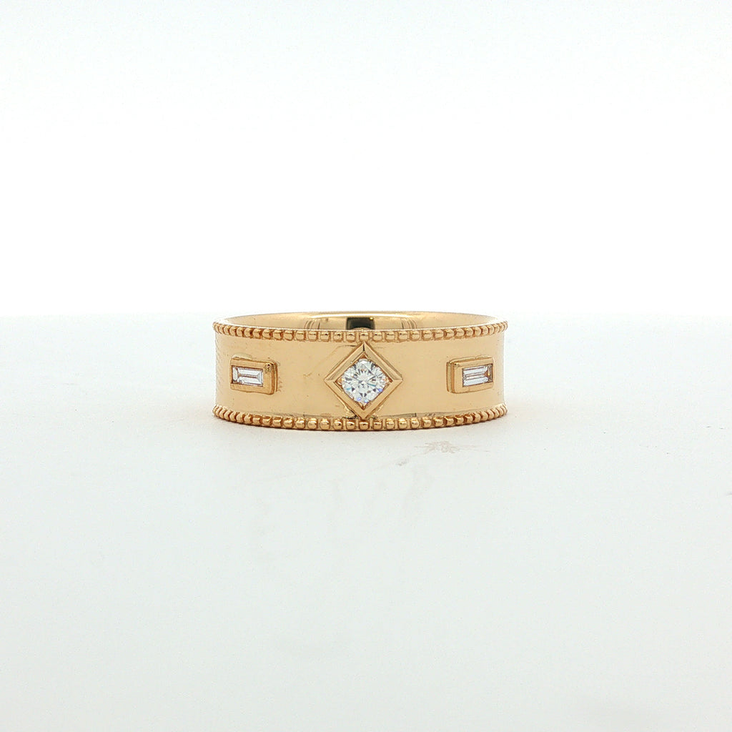 18kt Yellow Gold Geometric Diamond Band