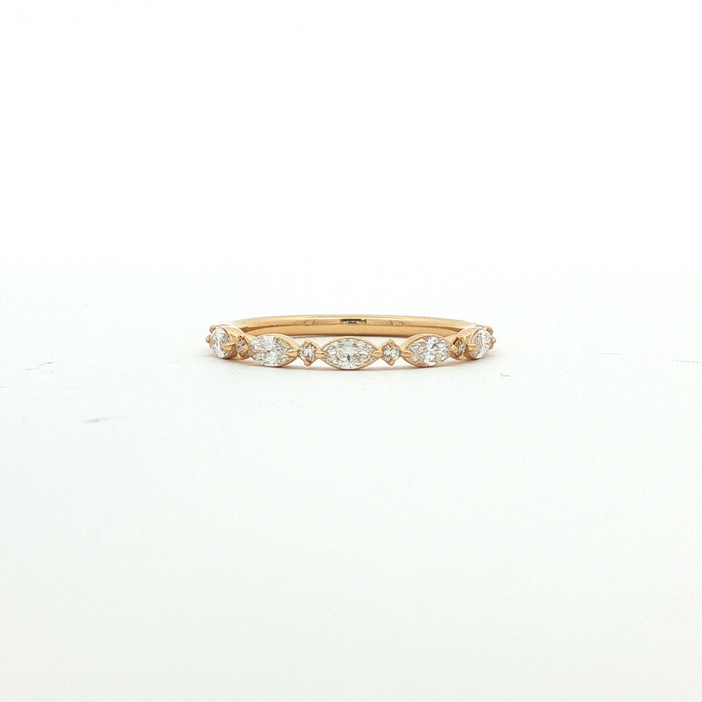 18kt Yellow Gold Marquise & Round Diamond Band