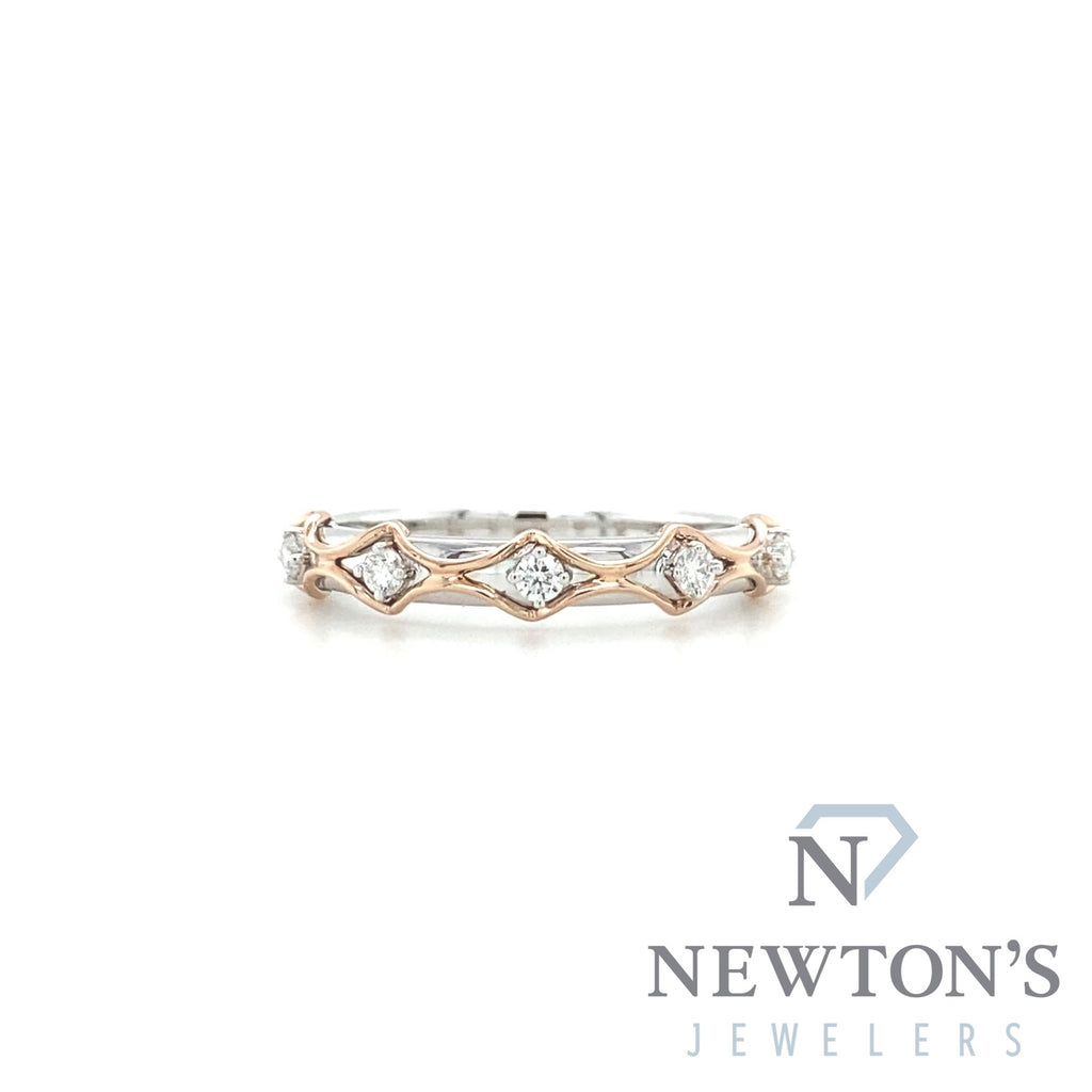 14kt White and Rose Gold Diamond Stackable Ring