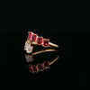 18kt Yellow Gold Emerald Cut Ruby & Diamond Bypass Ring