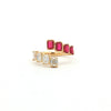18kt Yellow Gold Emerald Cut Ruby & Diamond Bypass Ring