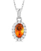 10kt White Citrine and Halo Diamond Pendant and Chain