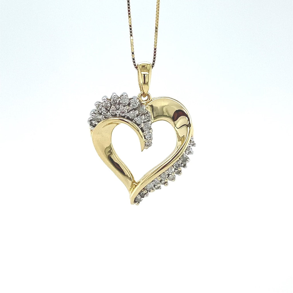 Estate 14kt Yellow Gold Diamond Heart Pendant with Chain