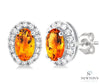 10kt White Gold Citrine and Halo Diamond Earings