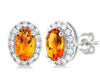 10kt White Gold Citrine and Halo Diamond Earings