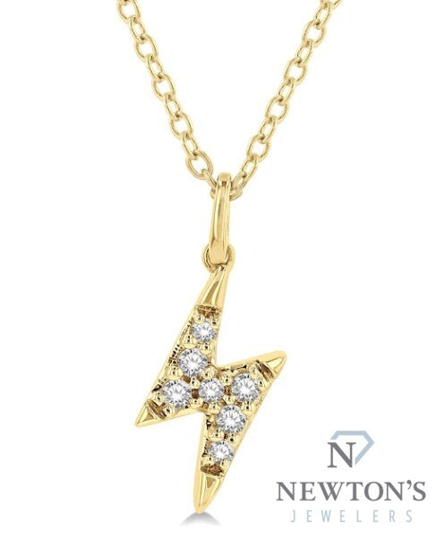 10kt Yellow Gold Lightning Bolt Petite Diamond Fashion Pendant