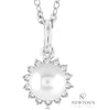 10kt White Gold Pearl and Petite Halo Diamond Fashion Pendant