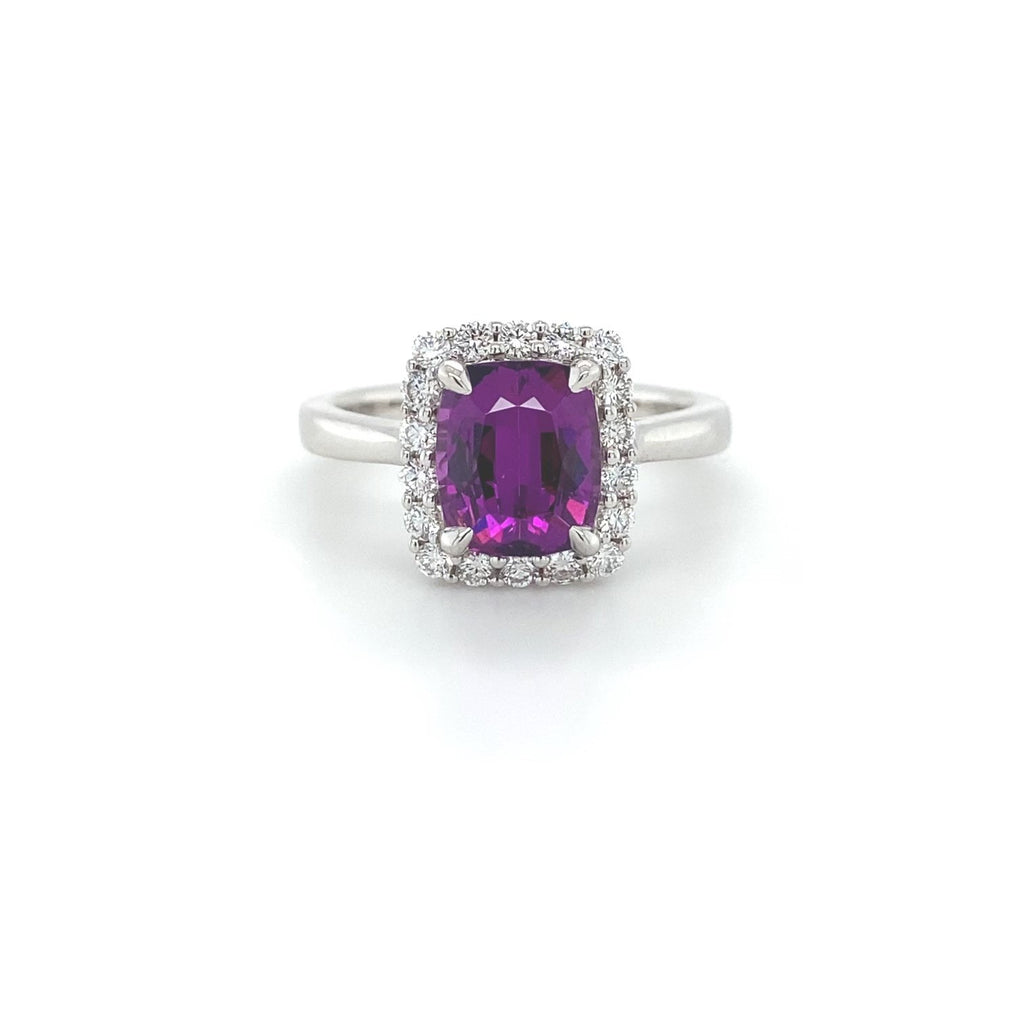 14kt White Gold Purple Garnet and Diamond Ring