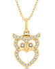 10kt Yellow Gold Owl Petite Diamond Fashion Pendant