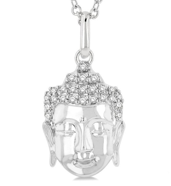 10kt White Gold Buddha Petite Diamond Fashion Pendant