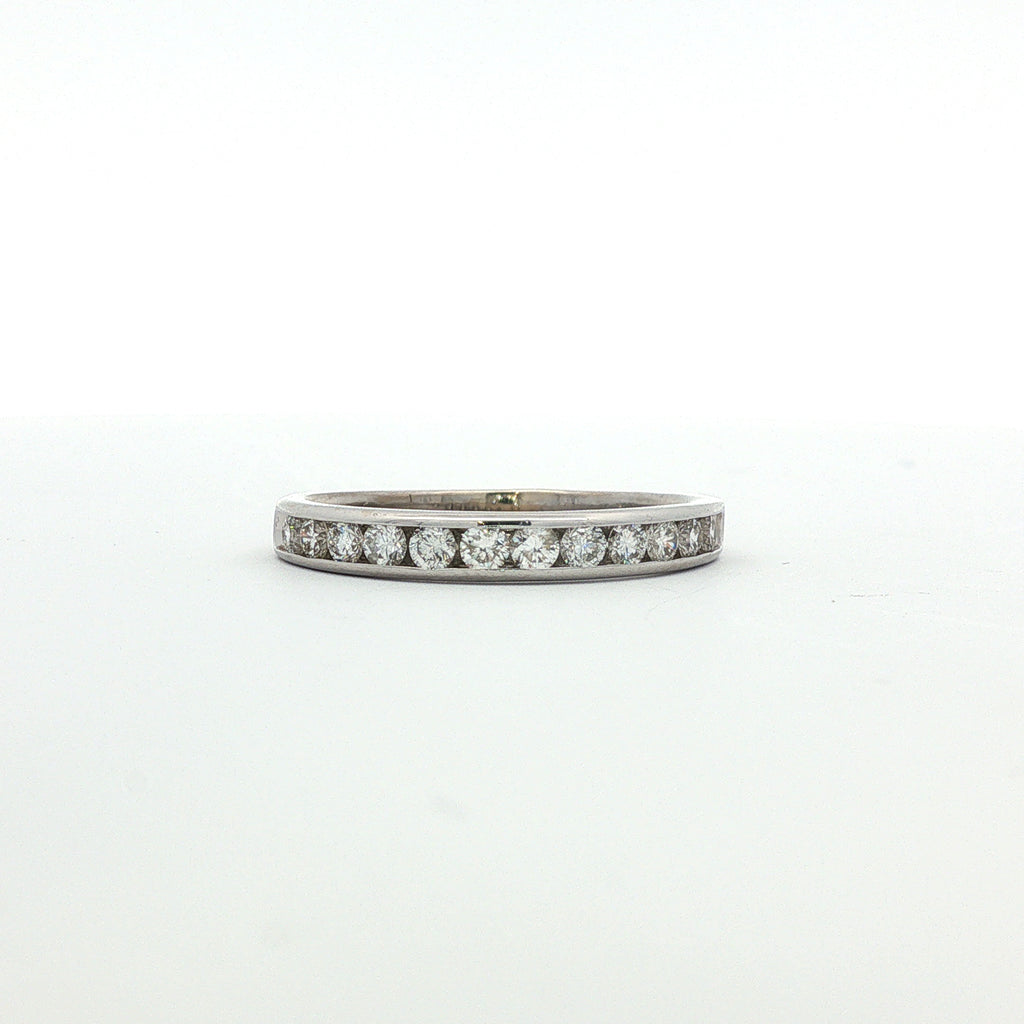 Estate 10kt White Gold Channel Set Diamond Band