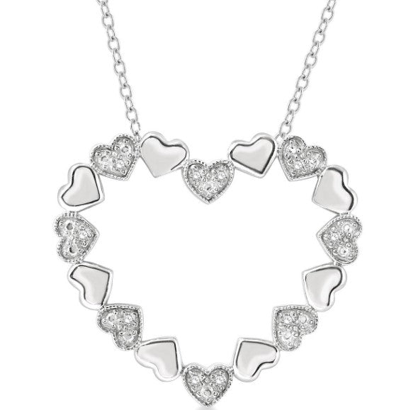 Silver Heart Shape Diamond Pendant