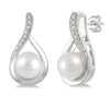 Silver Pearl and Diamond Earrings