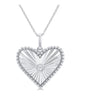 Silver Heart Shape Fluted Medallion Diamond Pendant