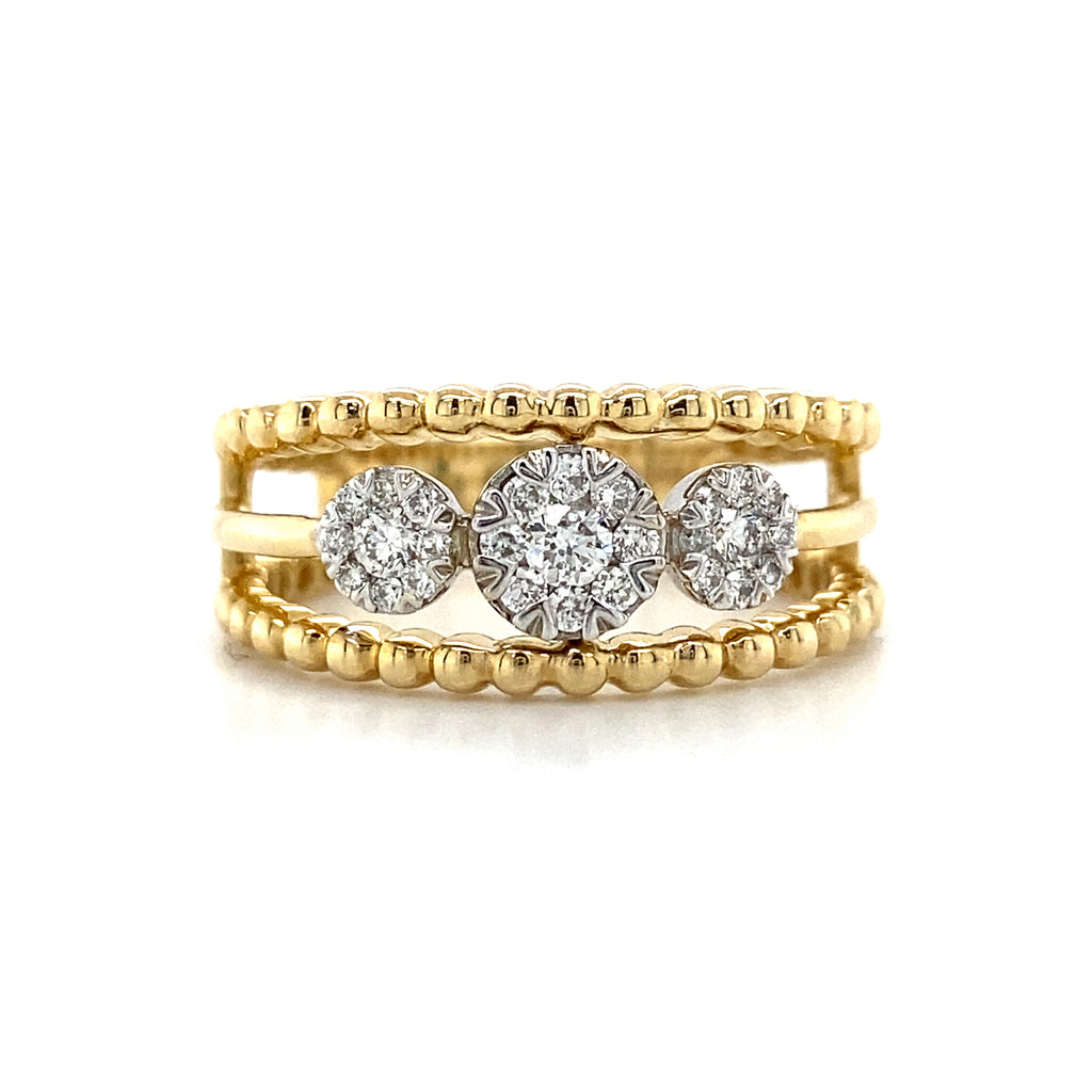 14kt Yellow Gold Lovebright Trio Fashion Diamond Ring