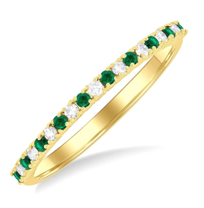 10kt Yellow Gold Emerald Alternate and Petite Diamond Band