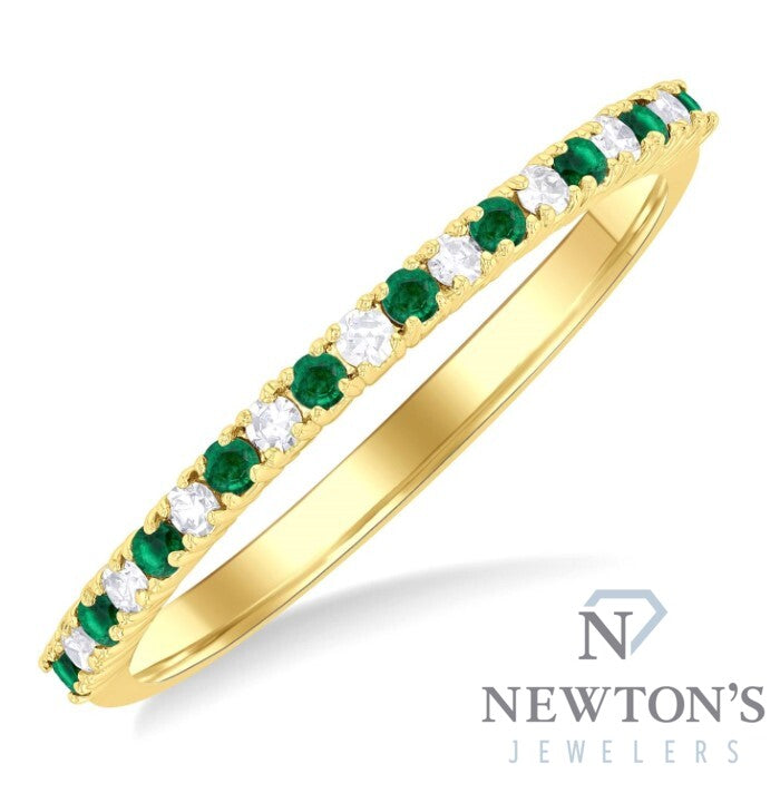 10kt Yellow Gold Emerald Alternate and Petite Diamond Band