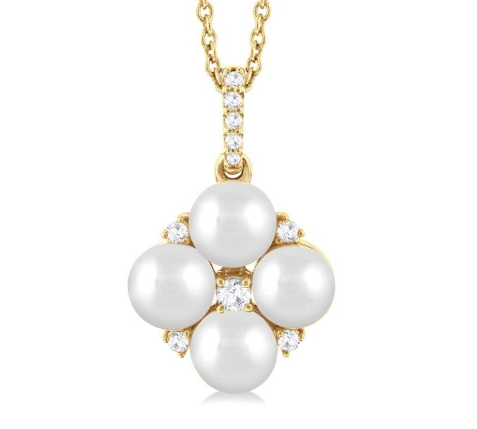 14kt Yellow Gold Pearl and Diamond Fashion Pendant (Chain not included in price)