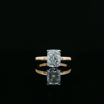 14kt Two-Tone Cushion Cut Diamond Solitaire Ring