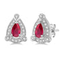 14kt White Gold Ruby and Diamond Ear Studs