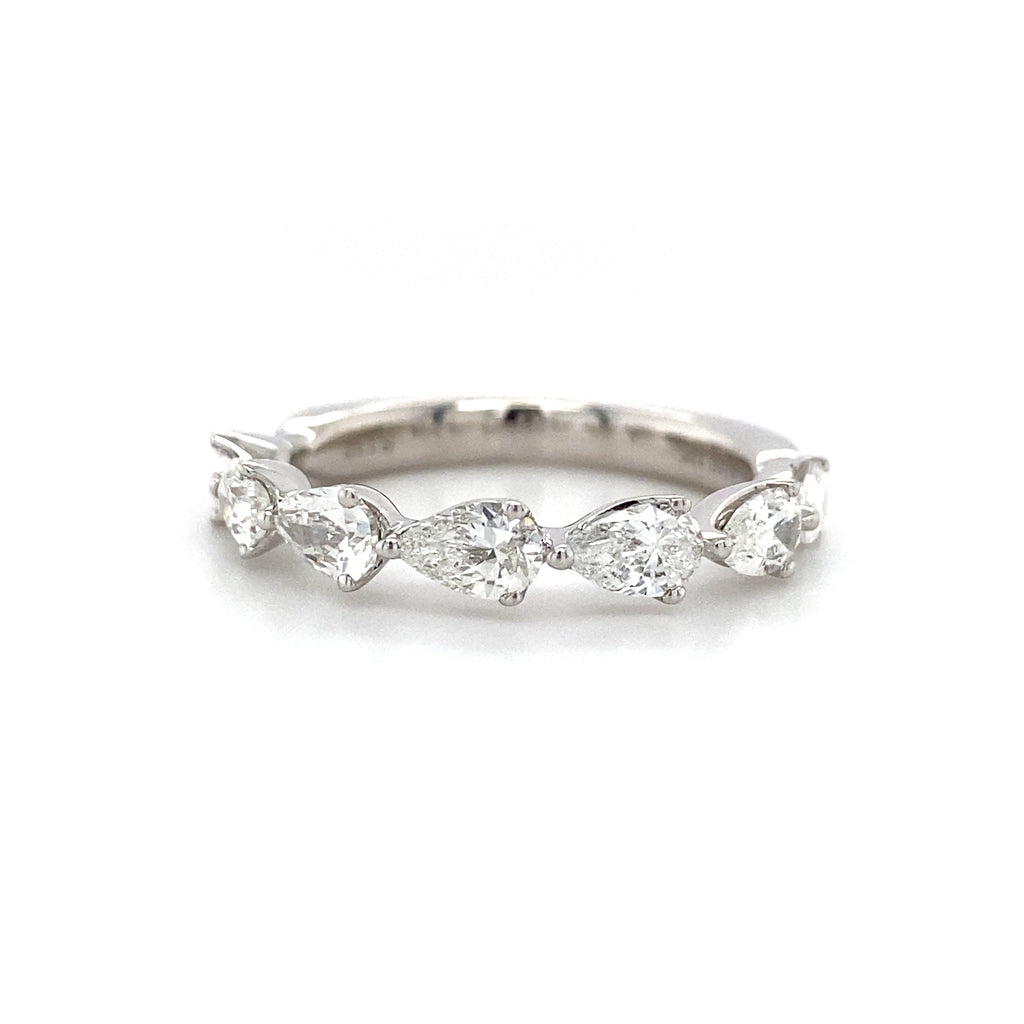 18kt White Gold "Couture" Duchess Pear Halfway Diamond Band