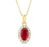 10kt Yellow Gold Ruby and Diamond Pendant and Chain