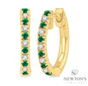 10kt Yellow Gold Emerald & Diamond Huggie Fashion Earrings