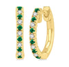 10kt Yellow Gold Emerald & Diamond Huggie Fashion Earrings