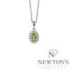 14kt White Gold Peridot & Diamond Pendant with Chain