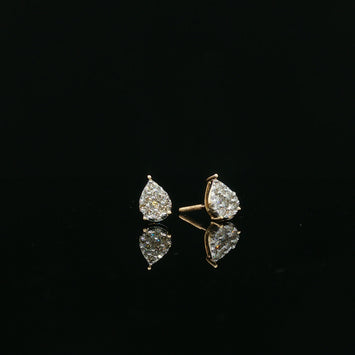 10kt Yellow Gold Pear Illusion Diamond Stud Earrings