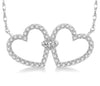 10kt White Gold Twin Heart Shape Diamond Necklace