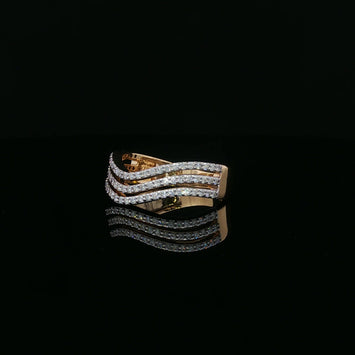 14kt Yellow Gold Diamond Triple Contour Band