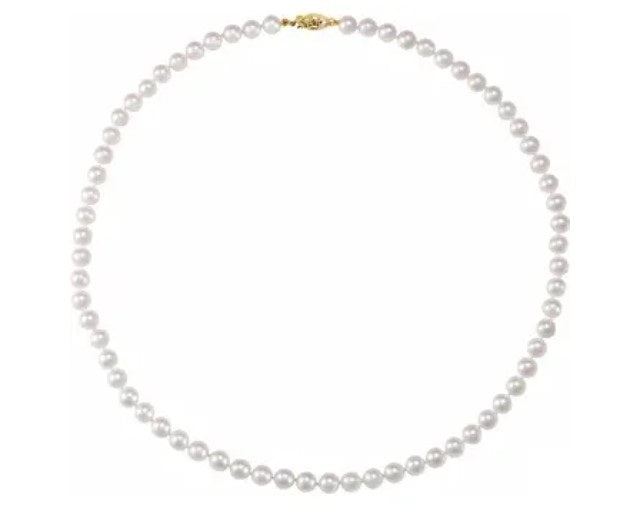Estate 18kt Yellow Gold 32" Pearl Strand