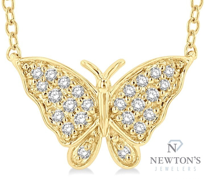 10kt Yellow Gold Butterfly Petite Diamond Fashion Pendant