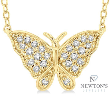 10kt Yellow Gold Butterfly Petite Diamond Fashion Pendant