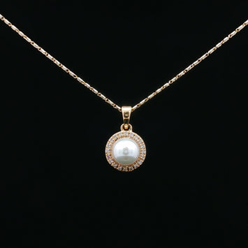 14kt Yellow Gold Pearl & Diamond Halo Pendant(Pendant Only)
