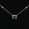 14kt Yellow Gold Emerald & Diamond Halo Necklace
