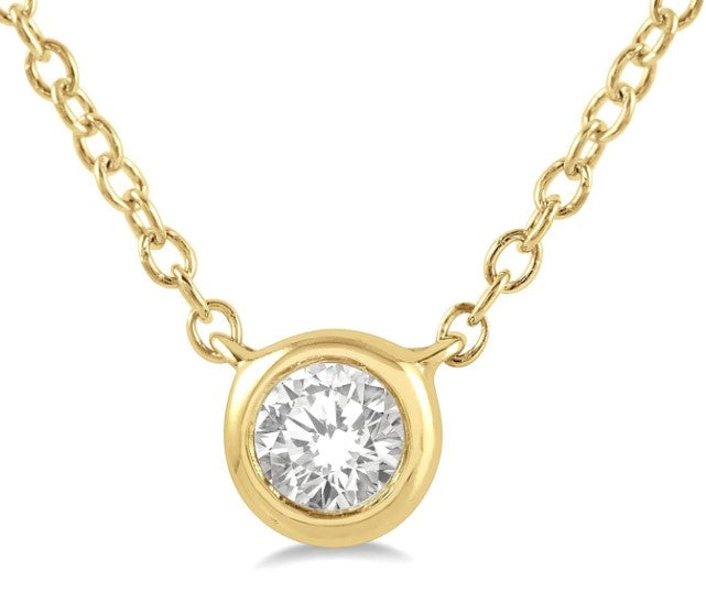 10kt Yellow Gold Bezel Set Petite Diamond Fashion Pendant