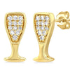 10kt Yellow Gold Champagne Glass Petite Diamond Fashion Earrings