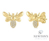 10kt Yellow Gold Bumble Bee Petite Diamond Fashion Earrings