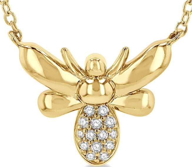 10kt Yellow Gold Bumble Bee Petite Diamond Fashion Pendant