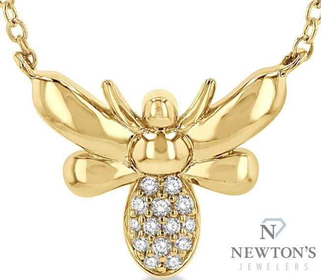 10kt Yellow Gold Bumble Bee Petite Diamond Fashion Pendant