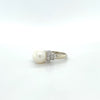 Estate 14kt White Gold Pearl and Diamond Ring