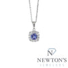 14kt White Gold Tanzanite & Diamond Pendant with Chain