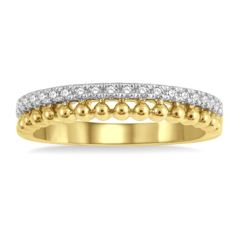 14kt Yellow Gold White and Yellow Gold Diamond Stackable Band