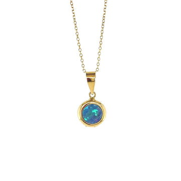 14kt Yellow Gold Oval Shape Opal Pendant