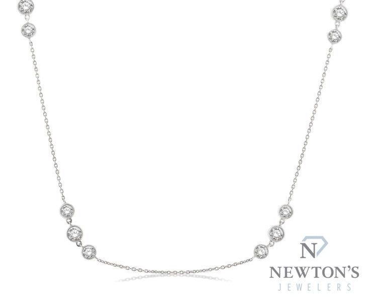 14kt White Gold Three Diamond Station Necklace (2.00ct)